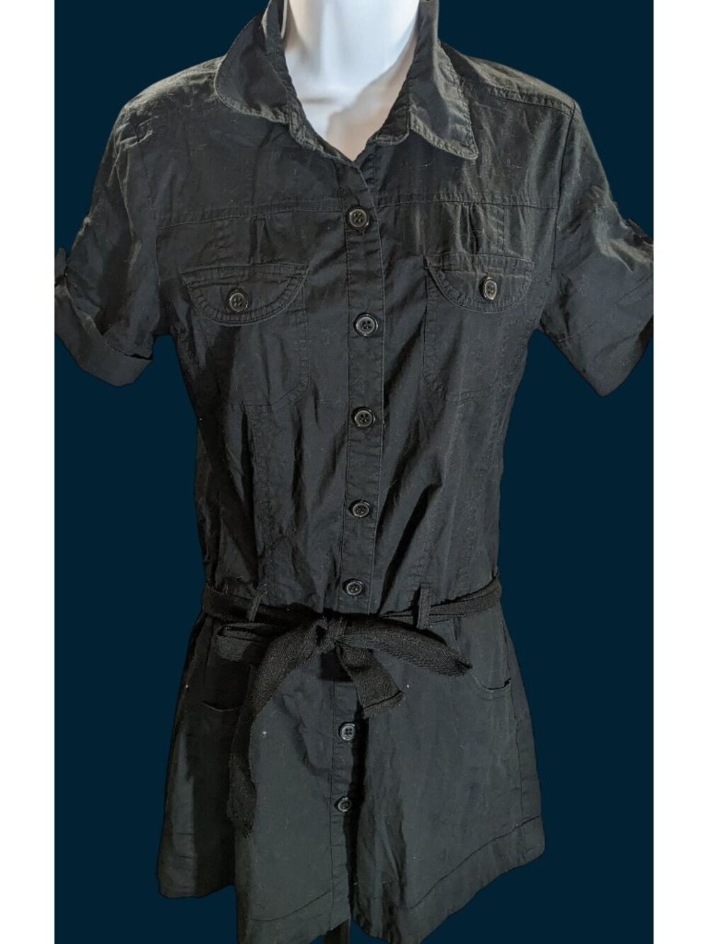 Vintage 90s Max Rave Dress Black Button Down Soft Goth